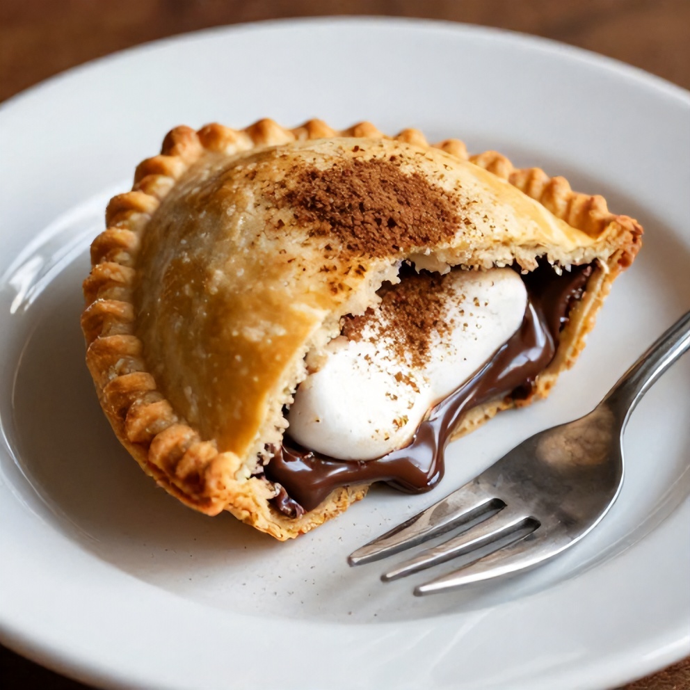 Easy s'mores hand pies on a plate with a fork