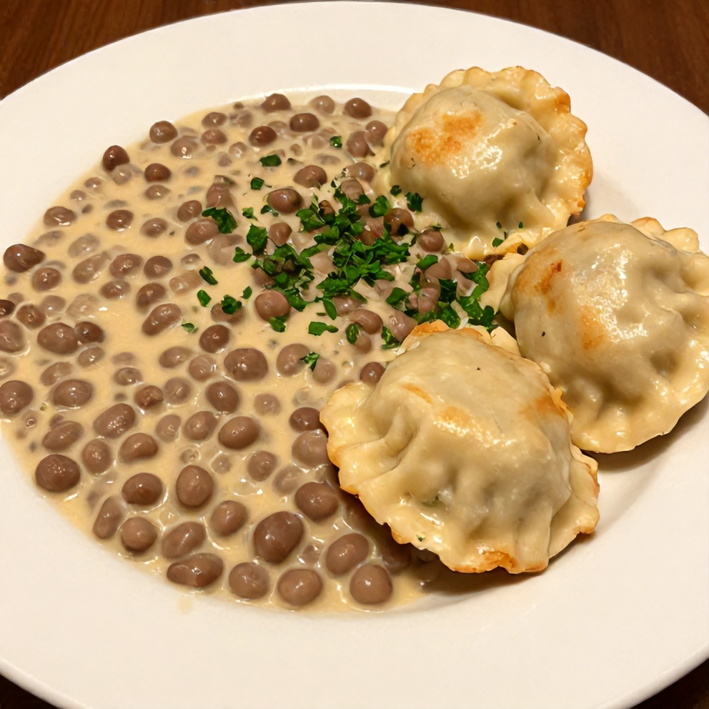 Southern Peas and Dumplings on a plate
