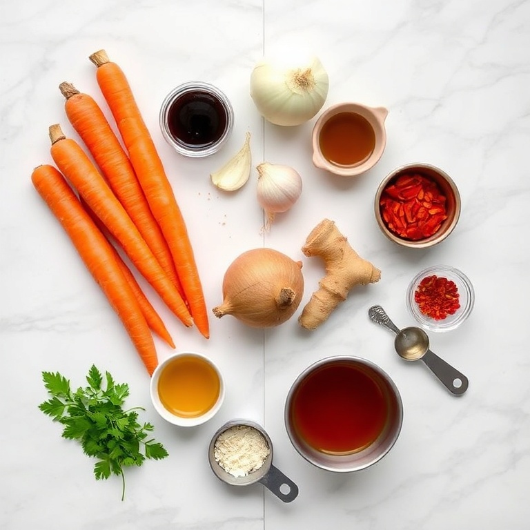 Raw Ingredients for Spicy Miso Carrot Soup