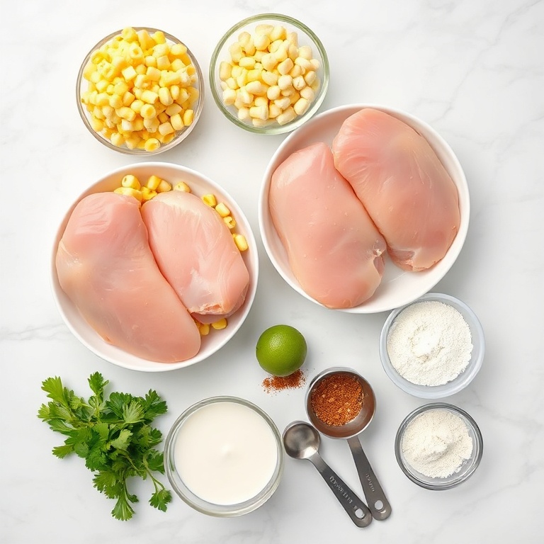 Raw ingredients for street corn chicken bowl