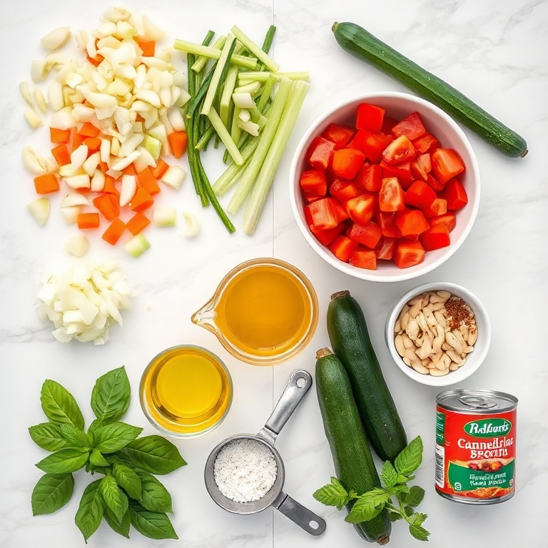 Raw Ingredients for Easy Summer Minestrone Soup