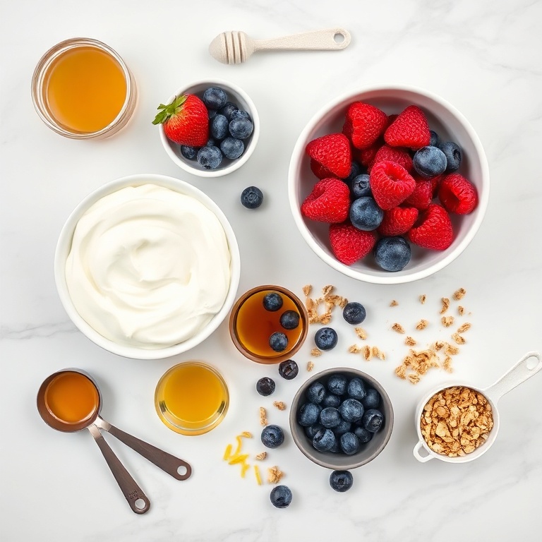 Ingredients for summer yogurt parfait