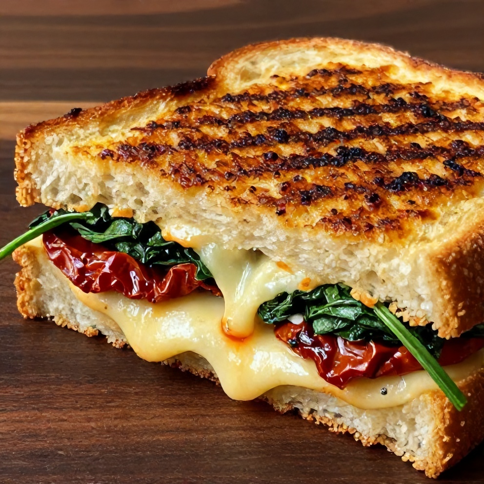 easy sun-dried tomato spinach grilled cheese