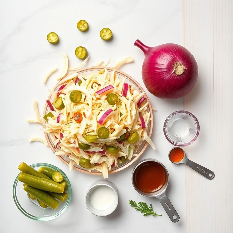 Ingredients for Easy Sweet and Spicy Pickle Slaw