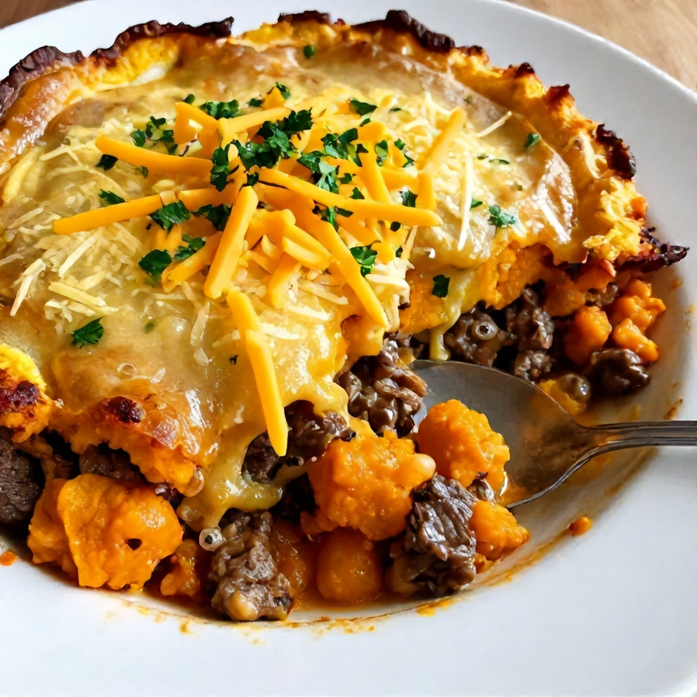 Sweet Potato Shepherd's Pie with a spoon