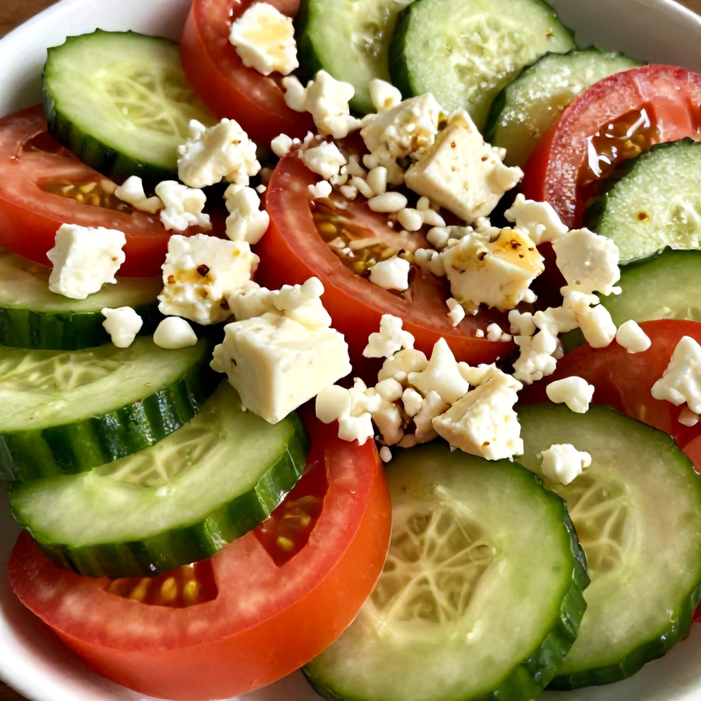 fresh cucumber tomato feta salad