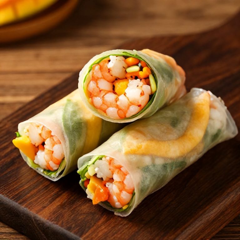 fresh mango shrimp summer rolls