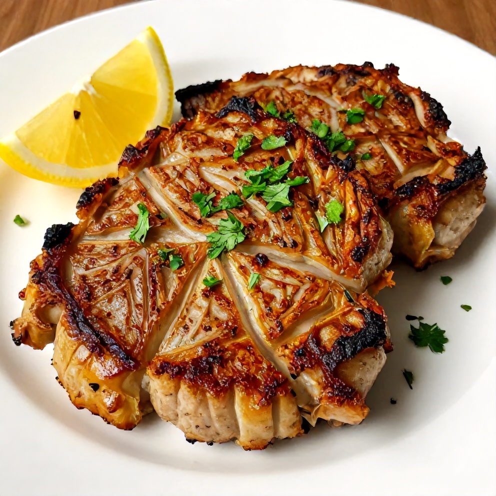 Crispy Garlic Roasted Cabbage Steaks Ready to Serve