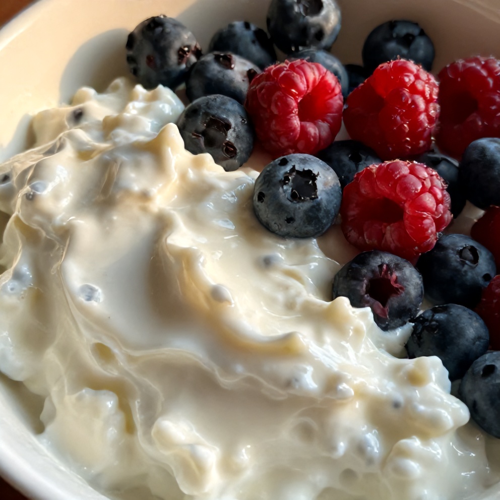 high protein berry cottage cheese bowl