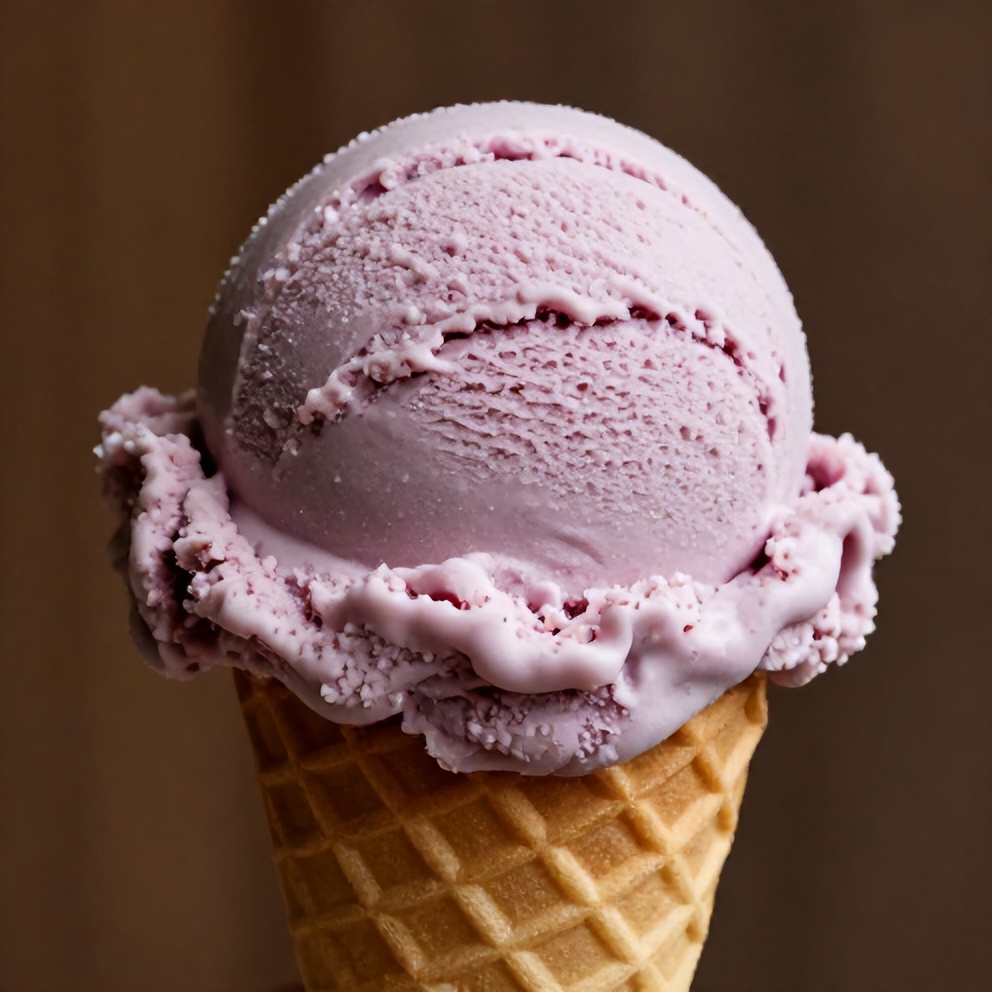 Scoop of Honey Lavender Ice Cream on a cone