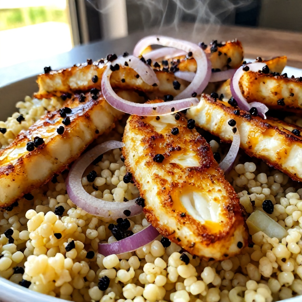 hot honey halloumi salad