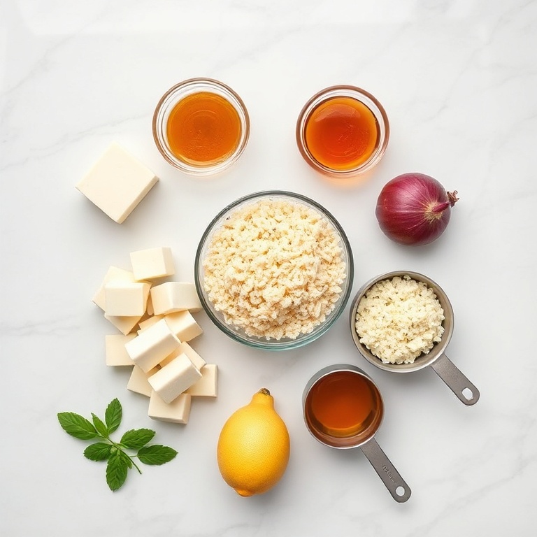 Raw ingredients for hot honey halloumi salad