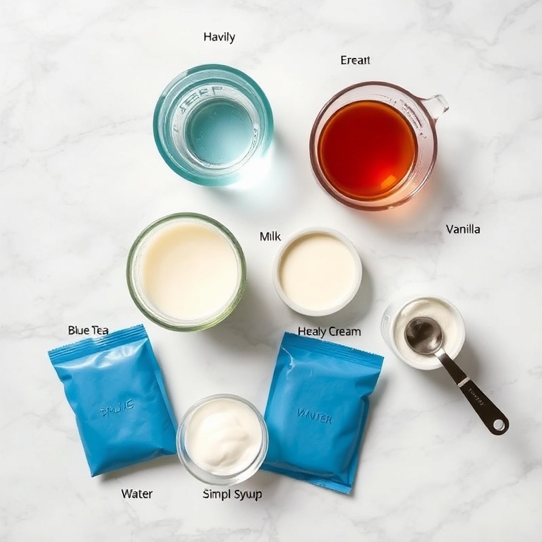 Ingredients for Iced Blue Tea Latte