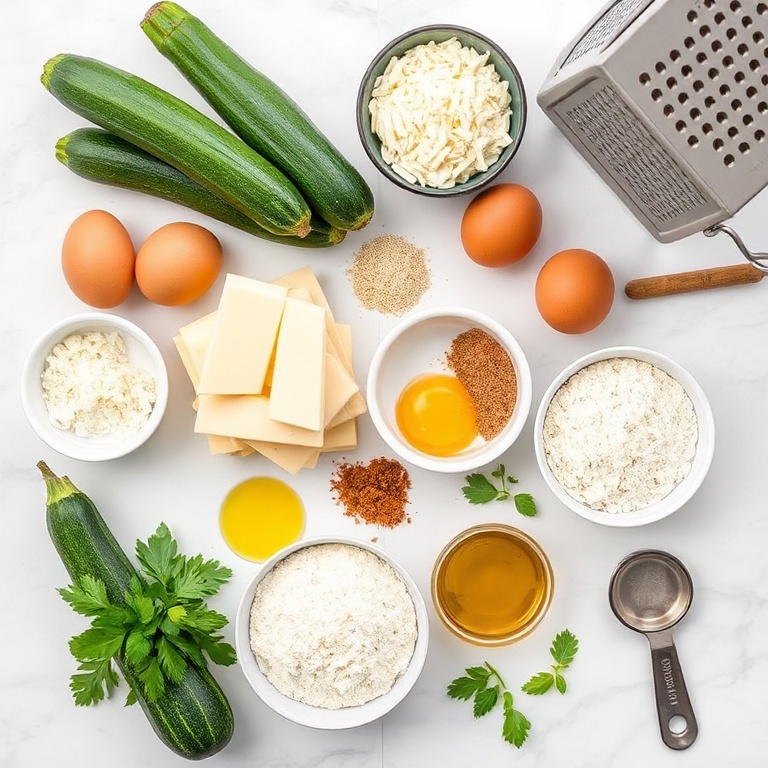 Raw ingredients for Keto Zucchini Parmesan Fritters