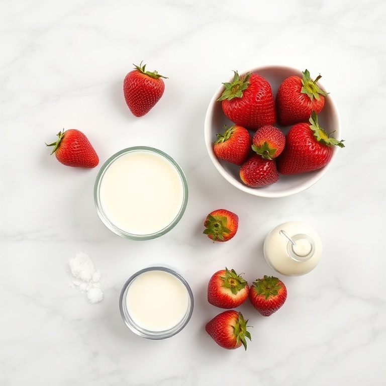 Raw ingredients for Korean Strawberry Milk