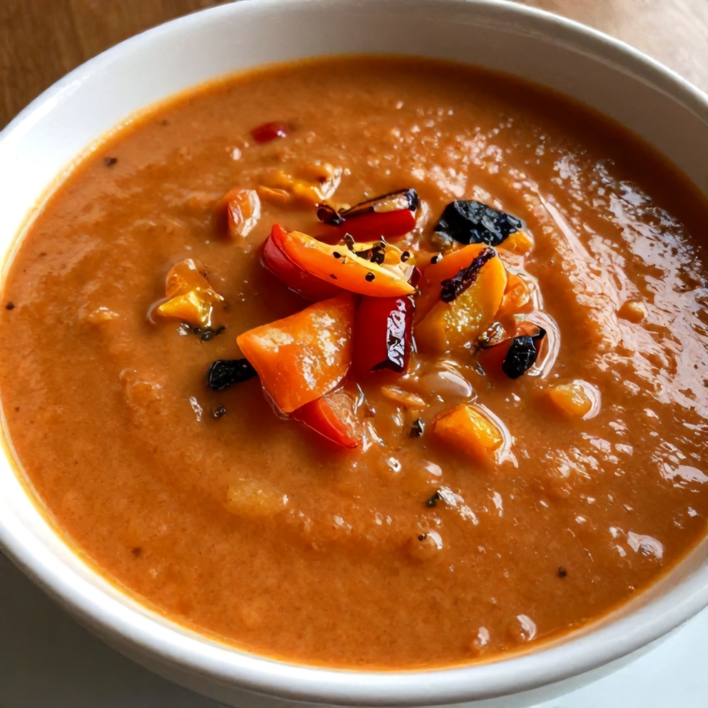 Mediterranean Tomato and Roasted Pepper Soup