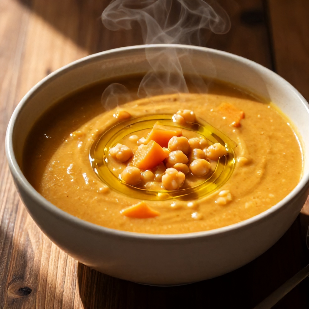 Moroccan sweet potato and chickpea soup