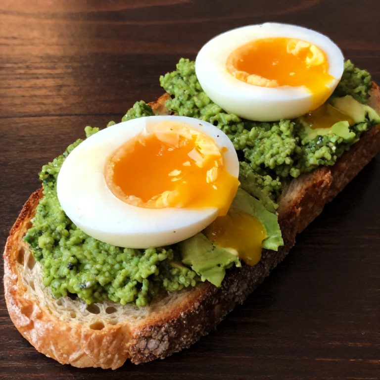 pesto eggs on avocado toast