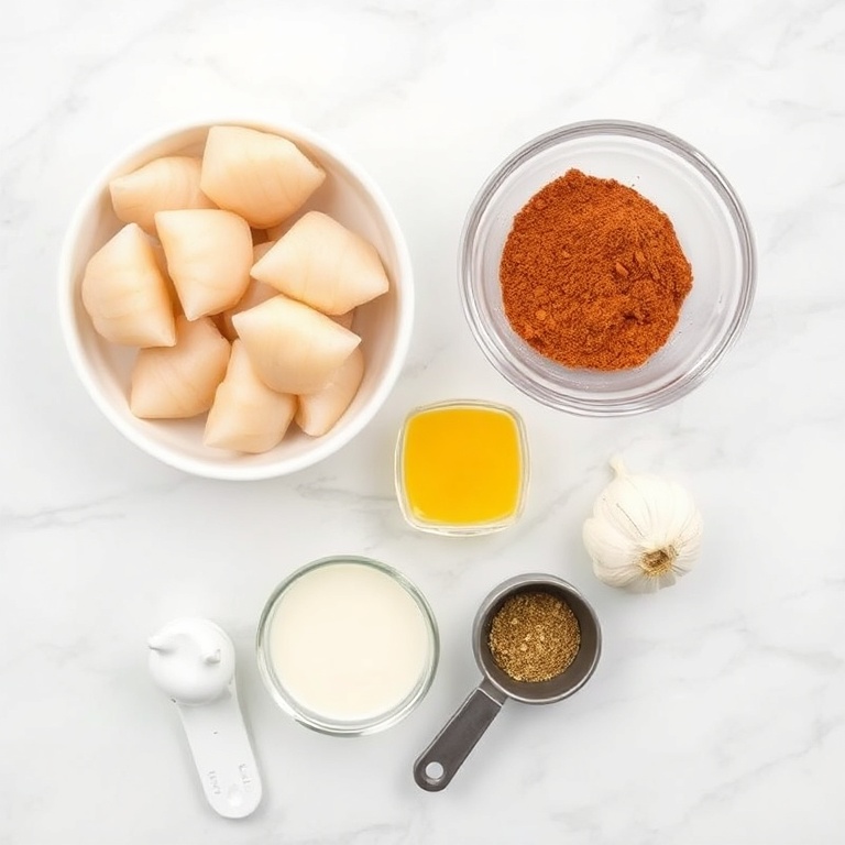 Raw Ingredients for Cajun Scallops