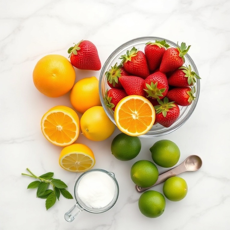 Raw ingredients for sparkling fruit punch