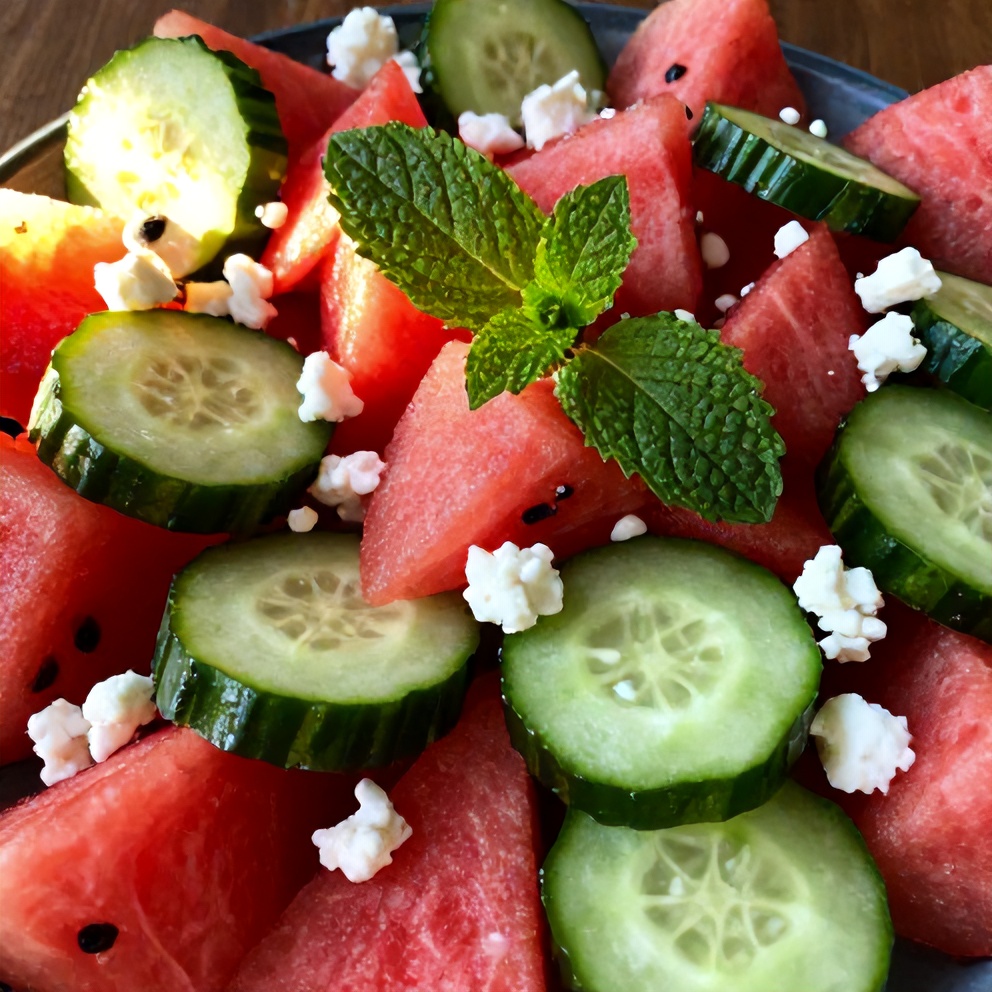 refreshing watermelon cucumber salad