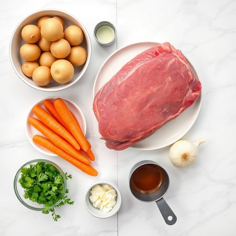 Raw Ingredients for Slow Cooker Chuck Roast