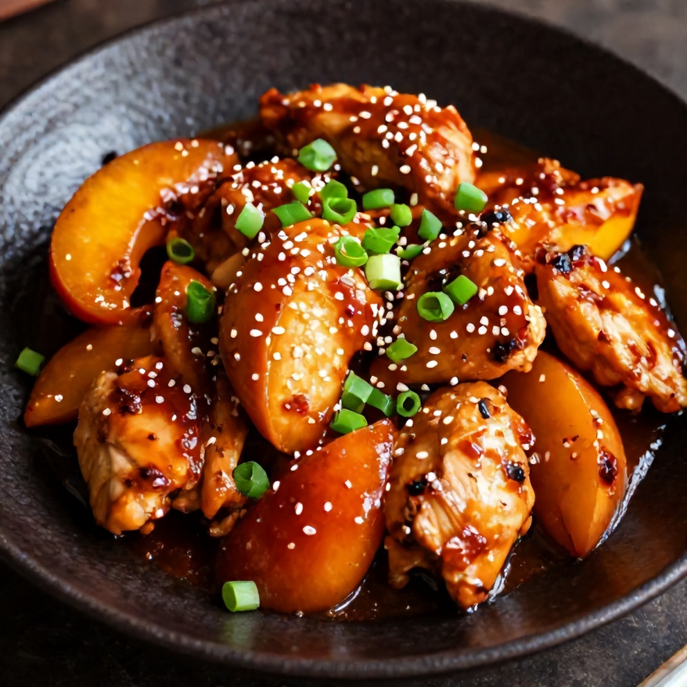 Plated Spicy Jalapeño Peach Chicken