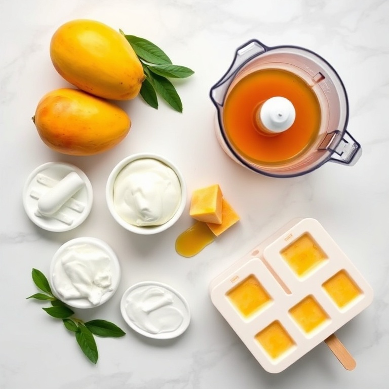 Raw ingredients for Mango Greek Yogurt Popsicles