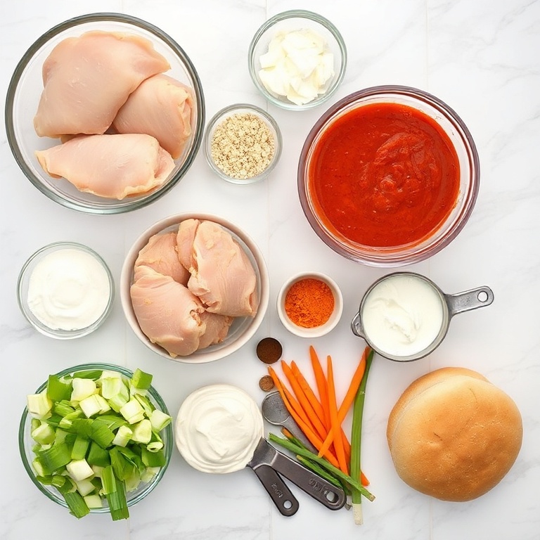 Raw ingredients for Thai Fried Chicken Sandwich laid out