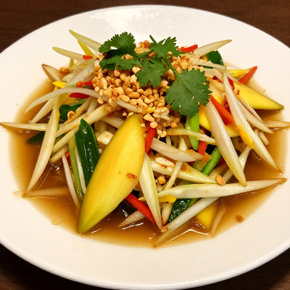 Thai Mango Green Papaya Salad ready to serve
