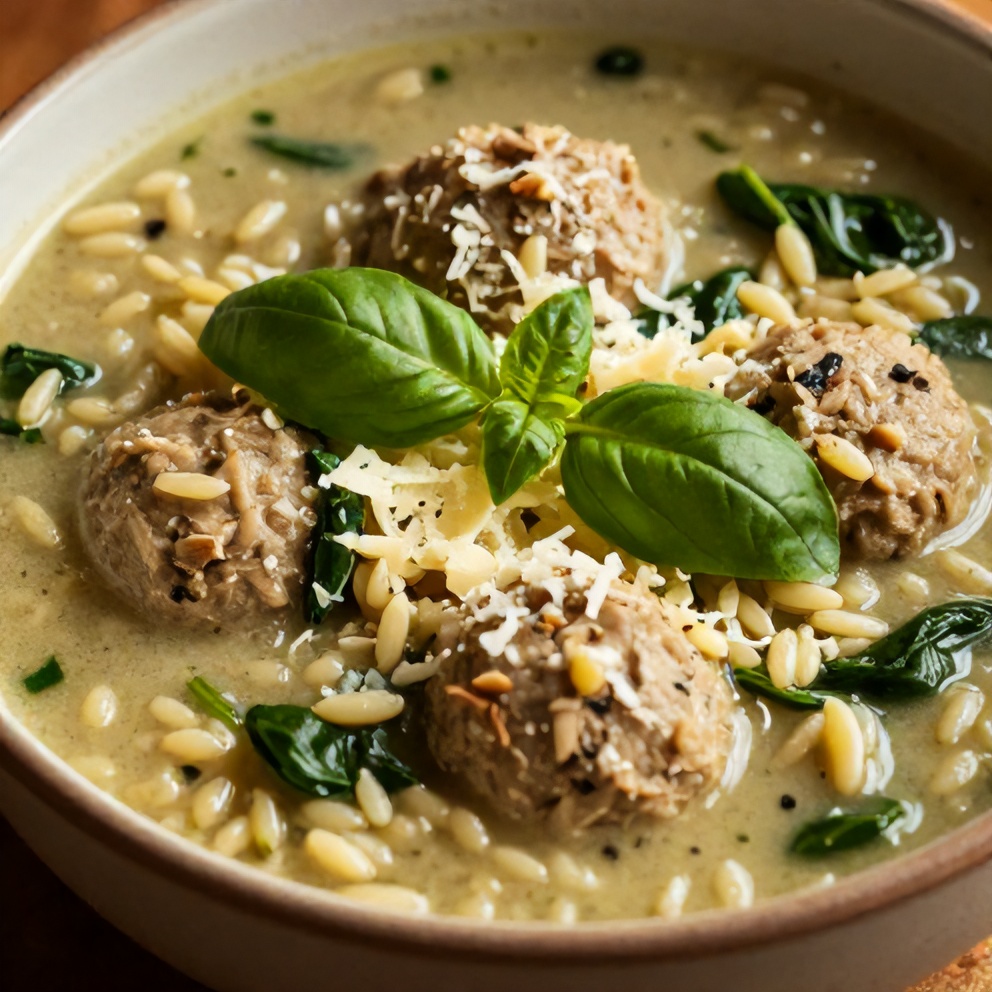 Plated Turkey Meatball Soup