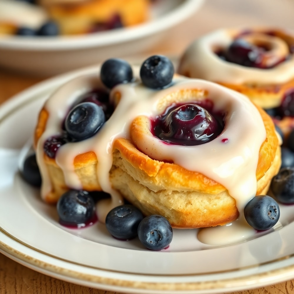 Blueberry cinnamon rolls with cream cheese icing
