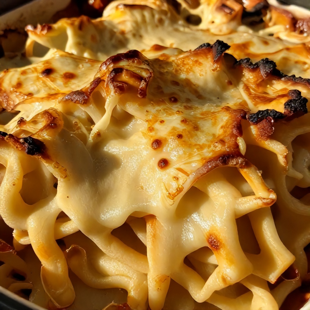 Cheesy White Cheddar Mozzarella Pasta Bake