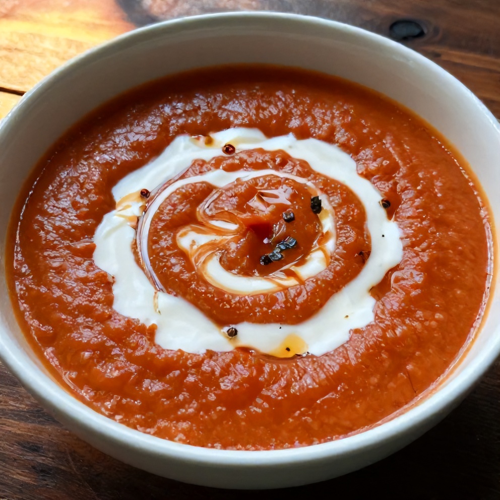 Chilled Roasted Tomato Basil Soup
