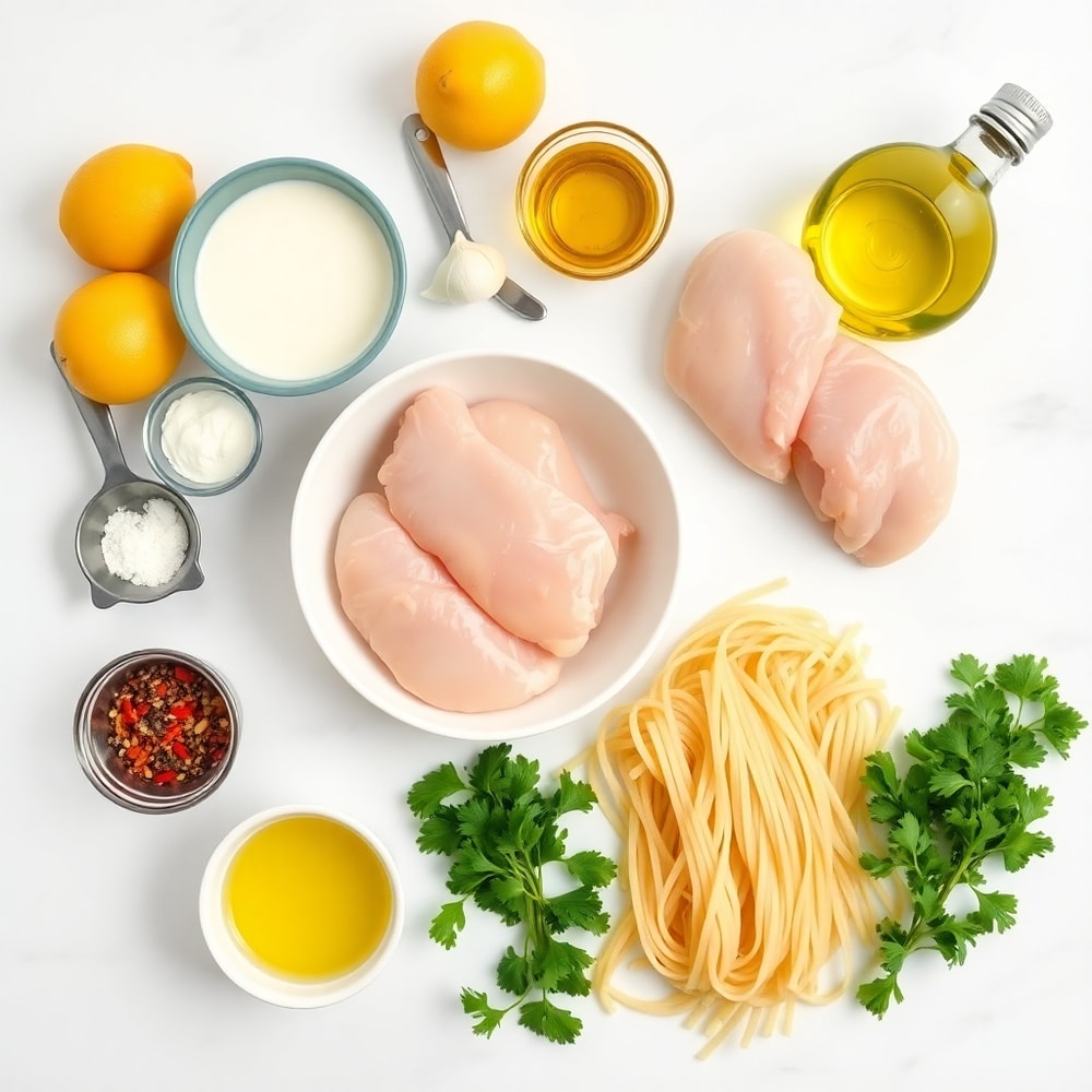 Raw Ingredients for Lemon Chicken Pasta