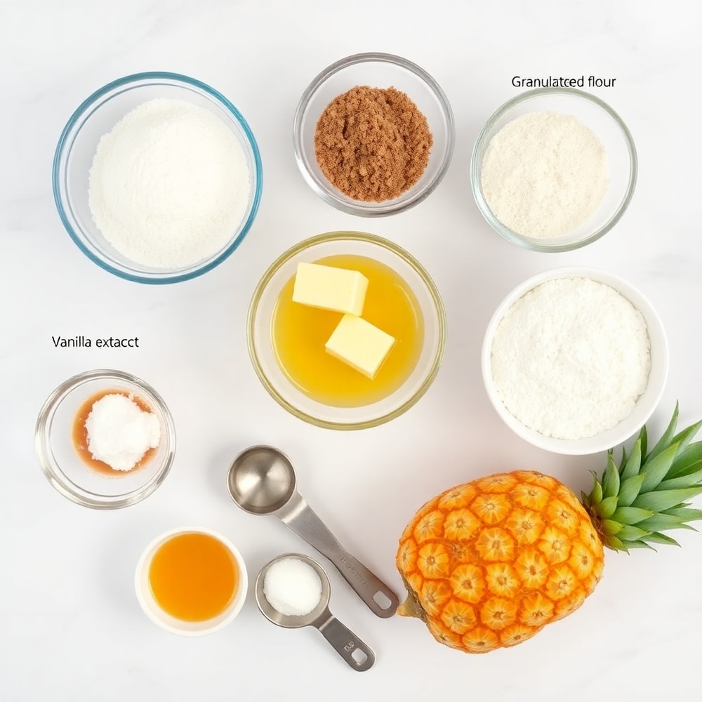 Raw ingredients for pineapple mascarpone upside-down mini cakes