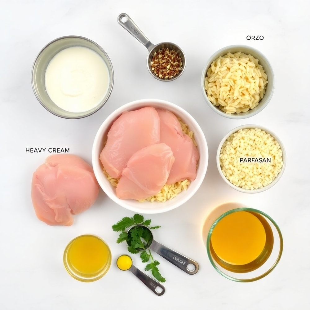 Raw ingredients for Slow Cooker Parmesan Herb Chicken with Creamy Orzo