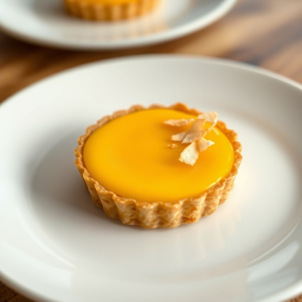 Sliced Mango Curd Tart on a dessert plate