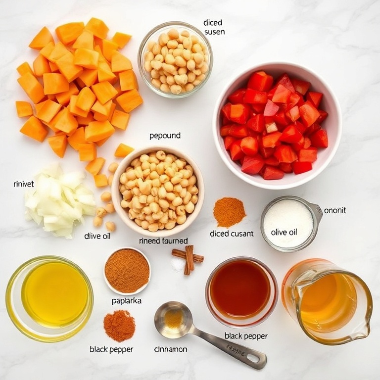 Ingredients for Creamy Moroccan Sweet Potato Soup with Chickpeas