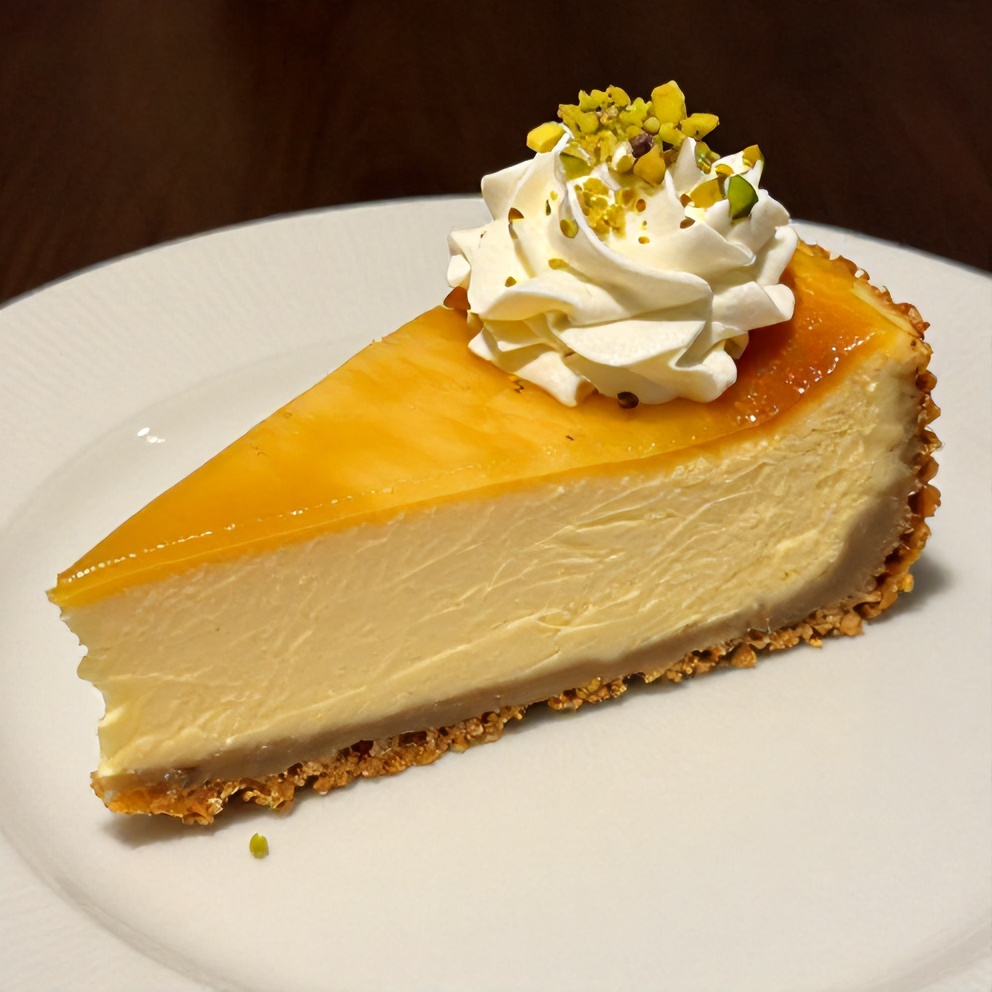 Sliced Creamy Pistachio Baklava Cheesecake