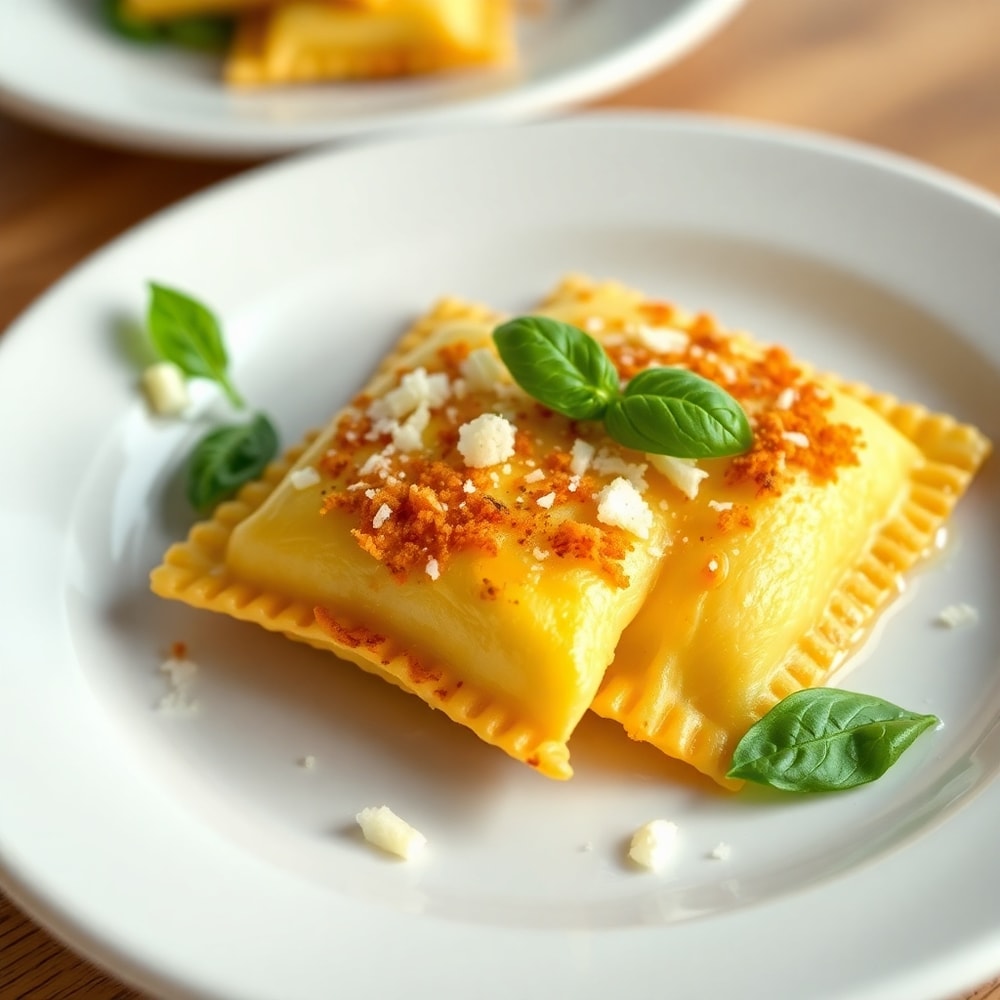 Plated Crispy Air Fryer Ravioli