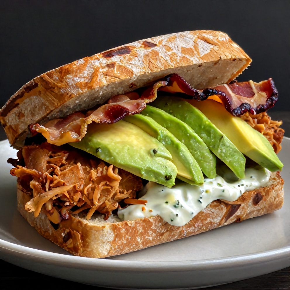 Crispy Chicken Torta Sandwich on a rustic plate