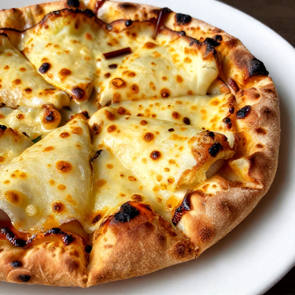 Plated English Muffin Breakfast Pizza with a fork