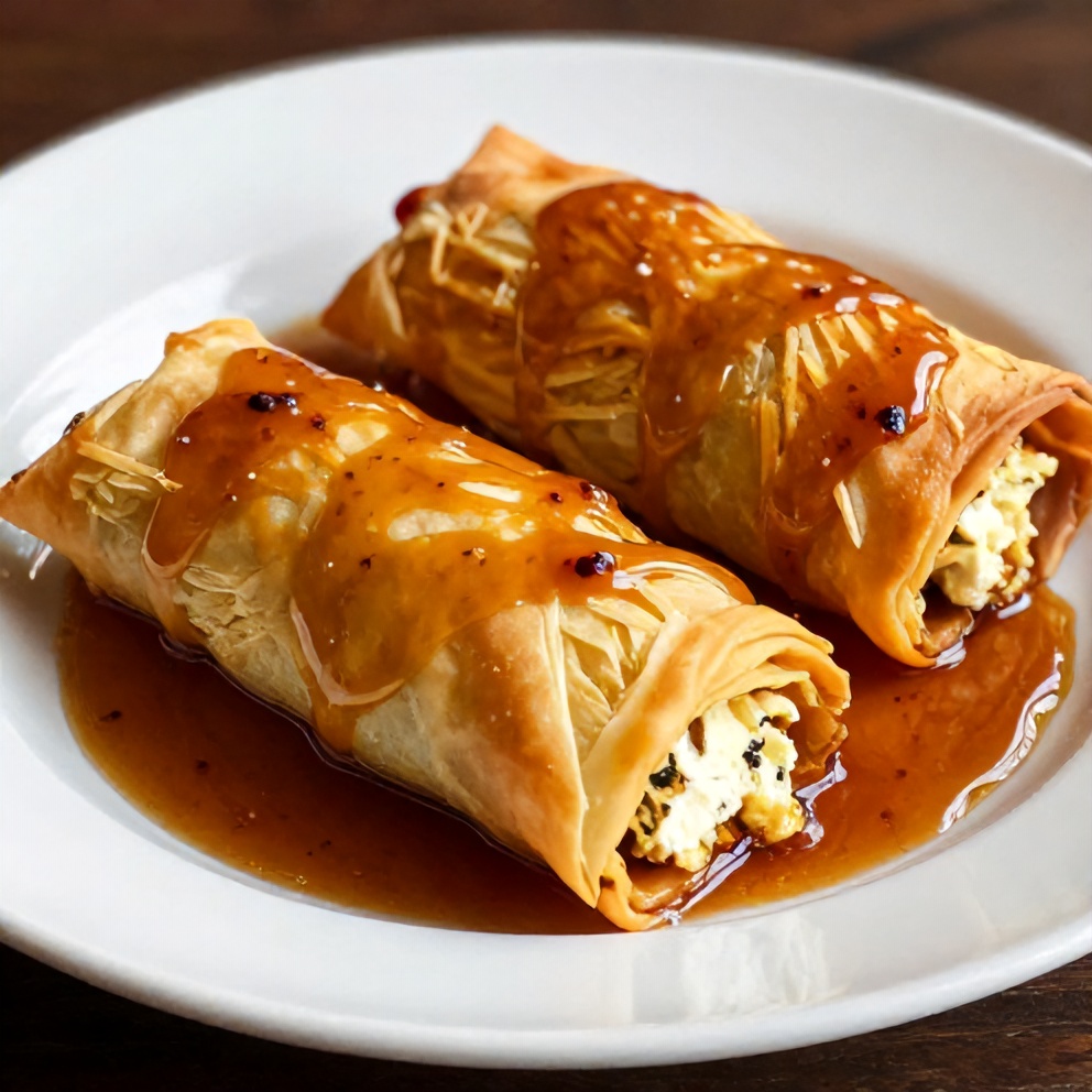 Crispy Feta Phyllo Rolls with Honey Sauce