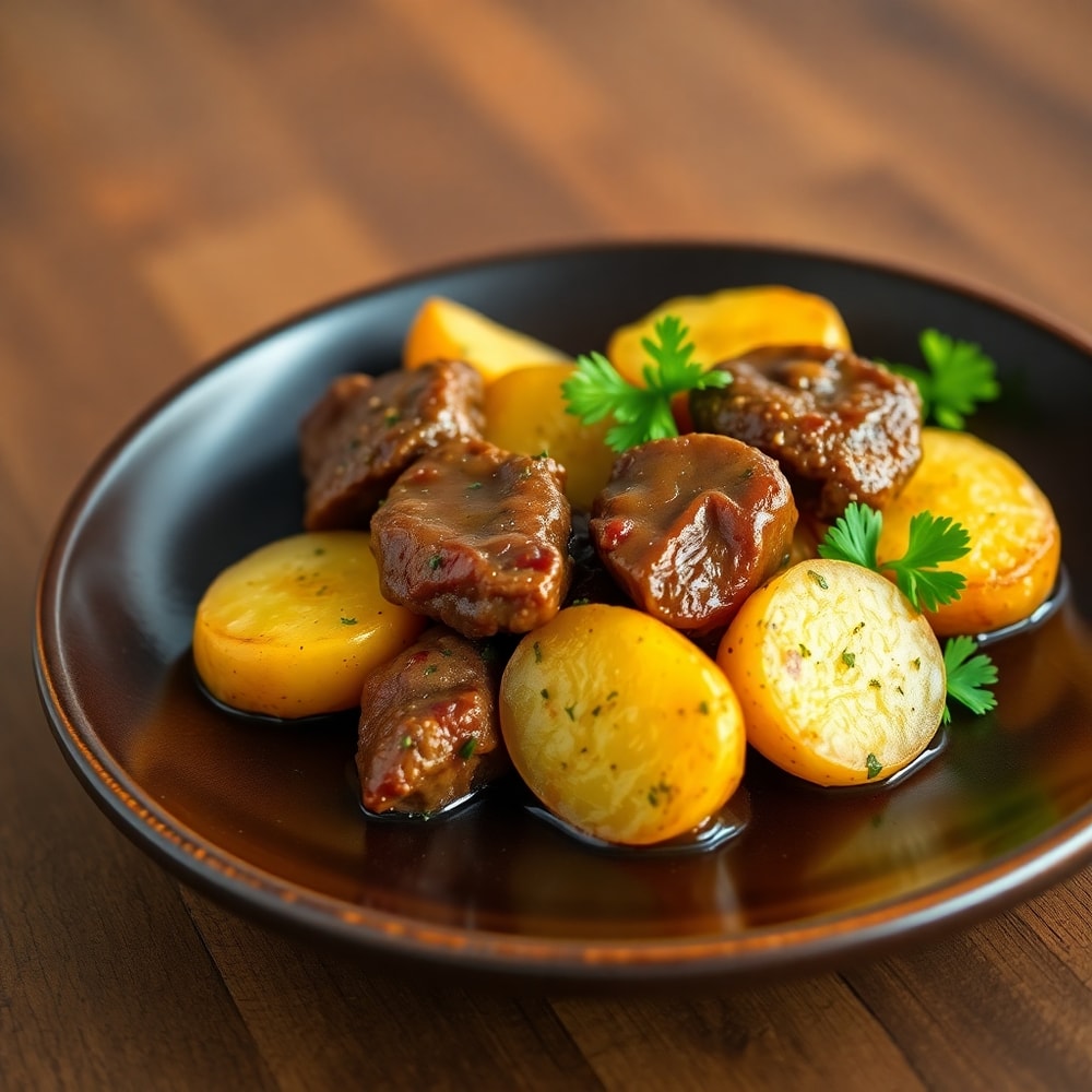 Garlic Butter Steak Bites and Potatoes