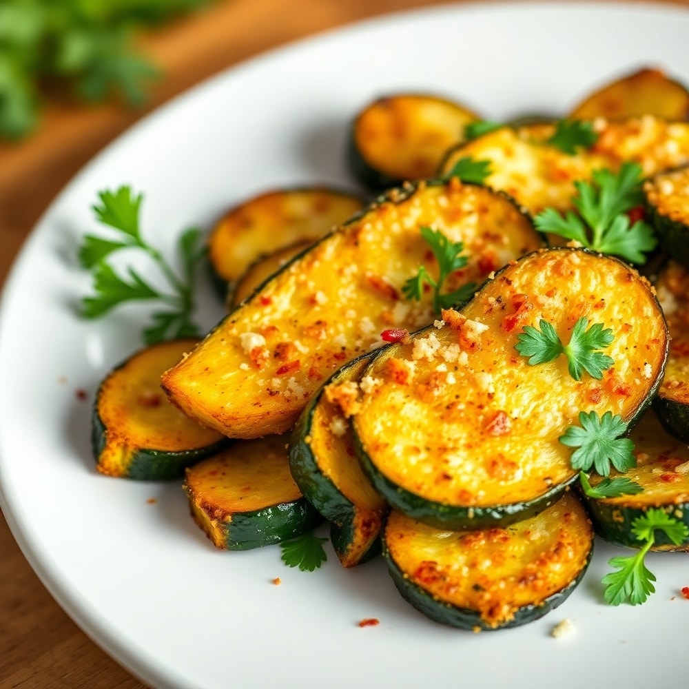 Plated Garlic Parmesan Roasted Zucchini