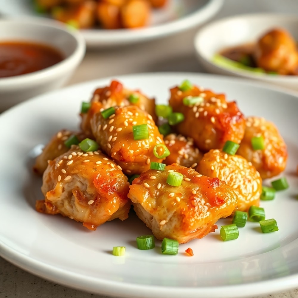 Crispy Garlic Pork Bites plated on a white plate