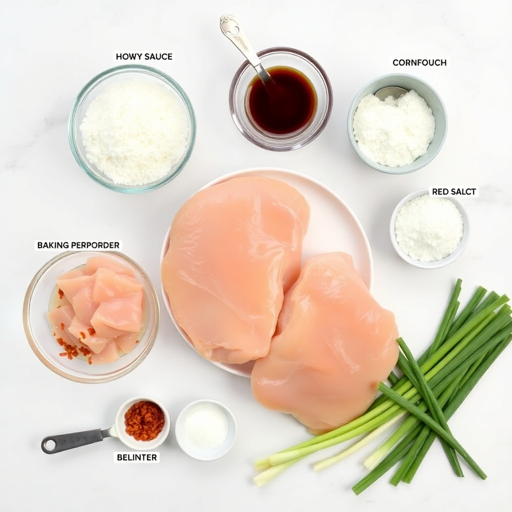 Raw ingredients for Crispy Honey Garlic Chicken