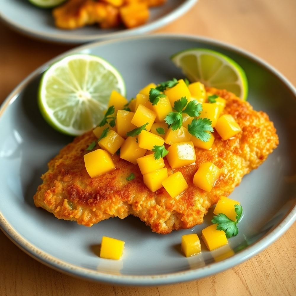 Plated Honey Lime Chicken with Mango Salsa
