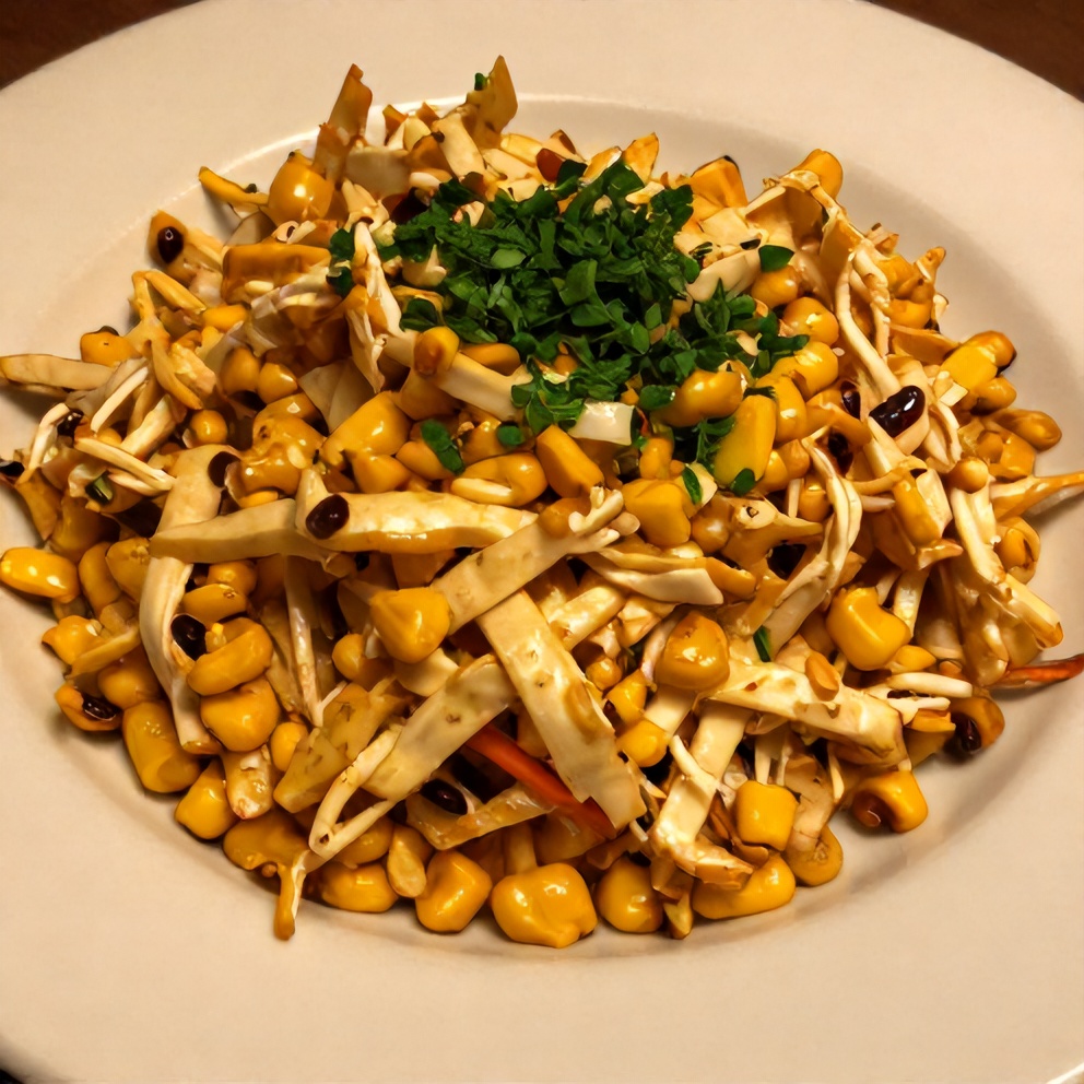 Plated serving of Crispy Jalapeno Corn Coleslaw
